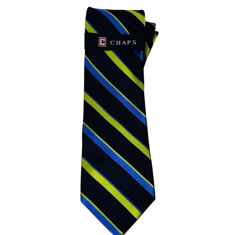 New Chaps Ralph Lauren Diagonal Striped Repp Tie 3.5 x 59 Preppy Classic NWT